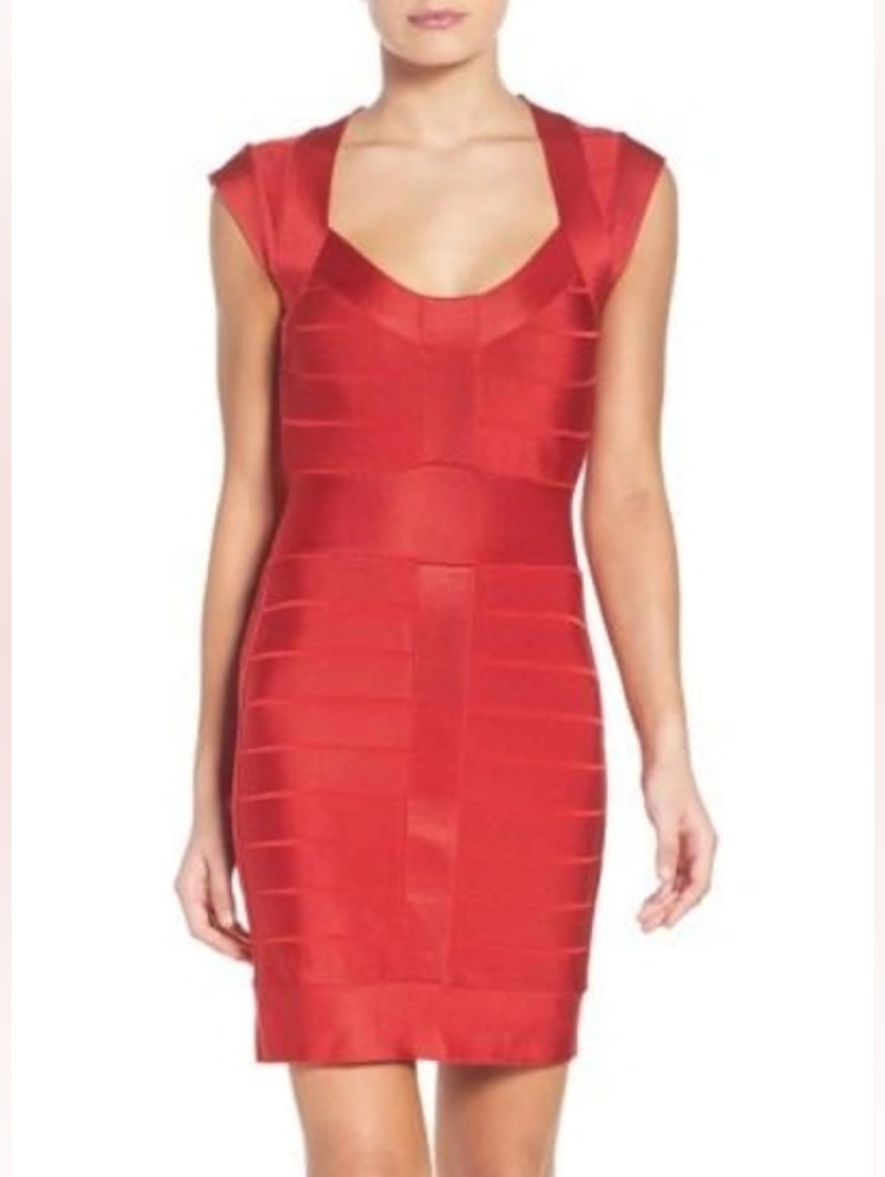 French Connection Classic Bandage Bodycon Dress Rust Orange Size 8